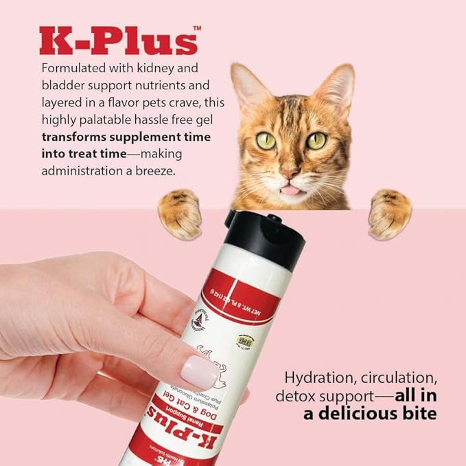 K-Plus Potassium Gluconate Renal Gel Plus Cranberry and EPA for Dogs and Cats - Veterinarian Approved Renal Supplement - Supports Potassium Balance -(3 Pack)
