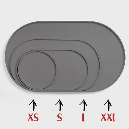 DogBuddy Dog Food Mat - Waterproof Dog Bowl Mat, Silicone Pet Mat for Food and Water Bowls, Nonslip Pet Feeding Mat with Edges, Dogs Food Mats for Floors, Puppy Supplies (XXL: 32" x 19", Gray)