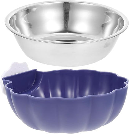 INOOMP Hanging Stainless Steel Dog Feeding Bowl Large Blue Sturdy Pet Feeding Accessory for Puppies and Dogs Household Water and Food Dish