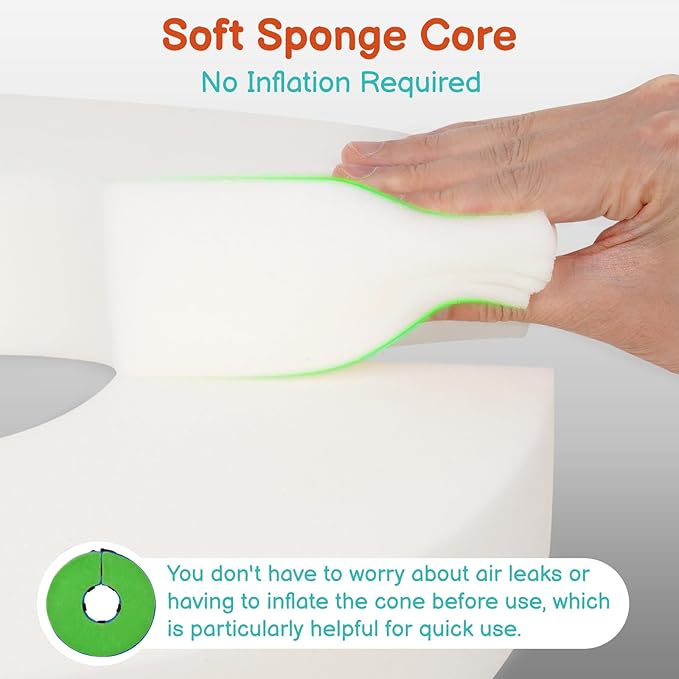 Sponge Dog Cone After Surgery, No Inflation Required Dog Donut Collar to Stop Licking, Inflatable Cone Alternatives for Large Pets, Soft Recovery Collar with Protective Shield (Green Blue,XXL)