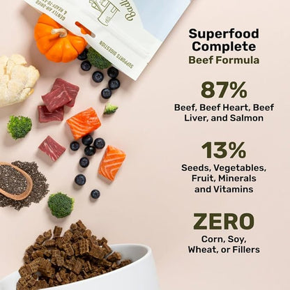 BADLANDS RANCH by Katherine Heigl – Superfood Complete Air-Dried Beef Dog Food – High Protein with Superfoods for Daily Wellness & Consistent Nutrition – 24 oz (Pack of 4)