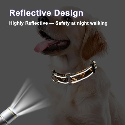 Fall Reflective Martingale Collar for Dogs with Quick Release Buckle Autumn Dog Collars (Brown Plaid, Large)
