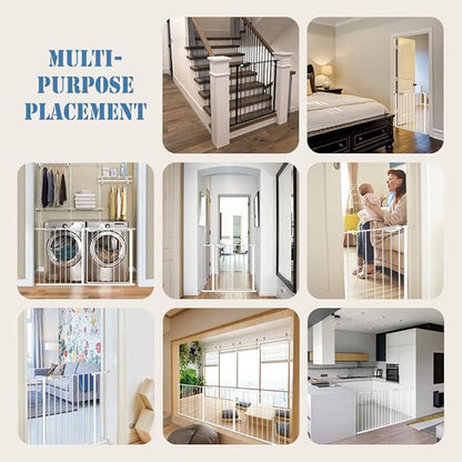 DEARBB Triple Lock Baby Gate for Stairs Doorways and House 31" to 86" Extra Wide Pressure Mounted Easy Walk Through Auto Close Safety Pet Gate White 76.77-86.22"