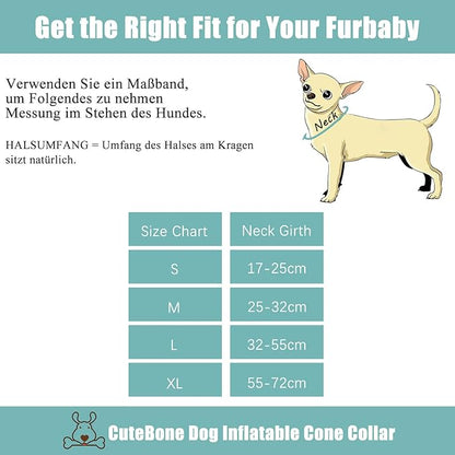 CuteBone Inflatable Soft Dog Cone with Removable Fleece Covers for Small/Medium/Large Dogs and Cats After Surgery GWB01S