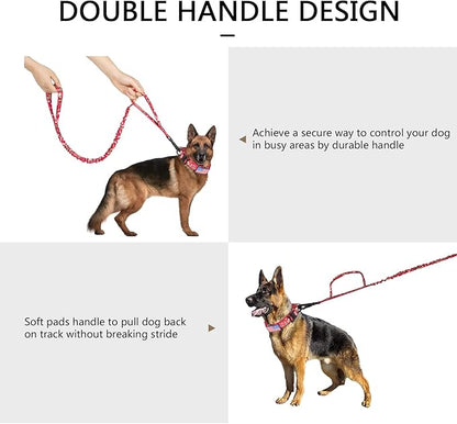 DAGANXI Tactical Dog Collar, Adjustable Military Training Nylon Dog Collar with Control Handle and Heavy Metal Buckle for Medium and Large Dogs, with Patches and Airtags Case (L, Christmas red-Set)