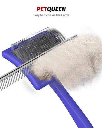 Slicker Brush for Dog, Doodles and Poodle Brush, for Tangles, Fluff Coat, Curly Hair Pets, Remove Loose Fur, Matts, Undercoat, Double Coat, 24mm Pins, 3.5''*2.4'' Head, Medium Size, Blue