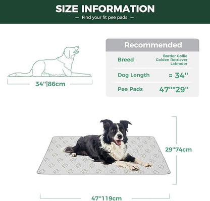 FXW Washable Pee Pads for Dogs, Puppy Pads with Super Absorbent, Specifically Designed for 48inch Cages, 29" x 47" Rectangle, Khaki, 2 Packs