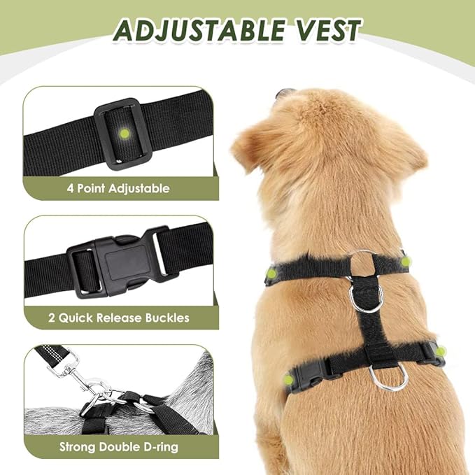 SlowTon Dog Seat Belt Harness for Car, Dog Car Harness Adjustable Mesh Breathable & Dog Seatbelt Safety Tether with Elastic Bungee for Small Medium Large Pets(Fuchsia, Double Clip, S)