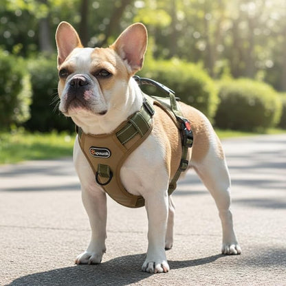 Tactical Dog Harness No Pull Adjustable Pet Vest Collars with Reflective Straps and Handle, Puppy Harnesses with Dual Metal Clips for Leash, Durable Chest Collar for Small and Medium Dogs
