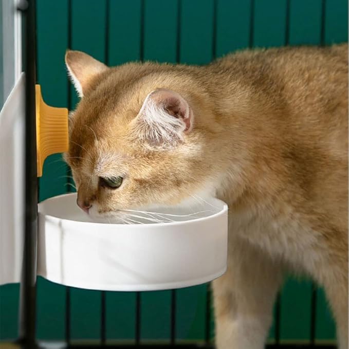 2 PCS Pet Dog Cat Hanging Automatic Feeders Drinking Bowls 40oz,Auto Gravity Feeder and Water Set,Cage Pet Feeding Bowls Dispenser for Puppy, Rabbit Hamsters Chinchilla Hedgehog Ferret (White)