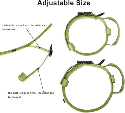 DAGANXI Tactical Dog Collar, Adjustable Military Training Nylon Dog Collar with Control Handle and Heavy Metal Buckle for Medium and Large Dogs, with Patches and Airtags Case (M, Spring Grass)