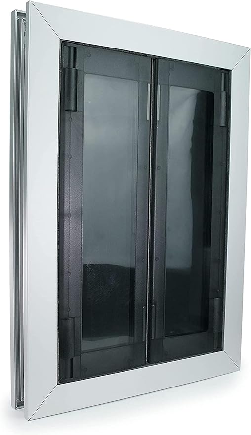 Large Swing Dog Door - Rustproof Solid Aluminum Frame - Luxury Pet Door for Wooden and Metal Doors - Lockable Security Slide Panel - Energy Efficient and Easy to Install for Interior or Exterior
