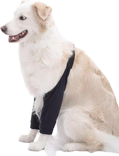 HDKUW Dog Elbow Protector, Dog Front Leg Recovery Sleeve for Prevent Licking Wound, Elbow Sleeves with Mesh Pad for Medium Large Dogs Black XL