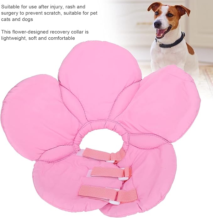 Dog Cone Collar, Wound Healing Protective Cone Surgery Recovery Collars Dog Donut Collar After Surgery Elizabethan Collar for Dogs Adjustable Soft Neck Cone for Small Pet (L)