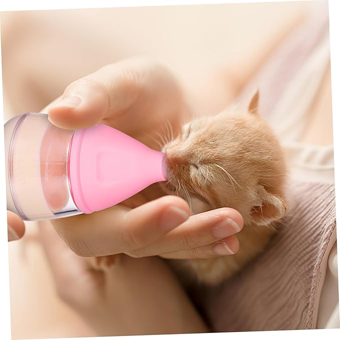 MERRYHAPY Kitten Puppy Nursing Bottle Set Pet Feeding Bottle Nipples Breast Milk for Newborn Kitten Feeder Cat Milk