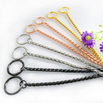 Dog P Snake Chain Chrome Plated Metal Dog Training Choke/Collar-Fully Guaranteed Against Rust Tarnish or Breakage-Recommended for Professional Training (Black, 4mm * 24")