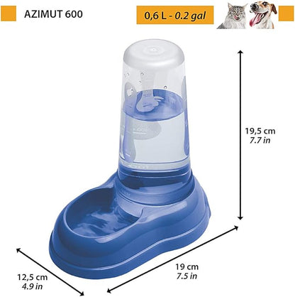 Ferplast Food or Water Dispenser for Dogs and Cats AZIMUT 600 Pet Dispenser Dry Food Feeder Water Feeder 0,6 Liter, Non-Slip Bottom, 12,5 x 19 x h 19,5 cm White