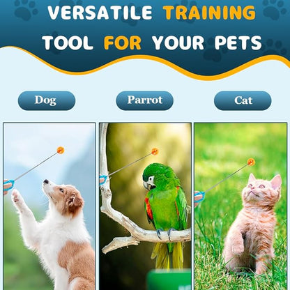 DuDuDog Dog Training Clicker for Training with Retractable Target Stick and Bright Ball, Clear Plastic Handle, Adjustable Length Trainer for Dogs, Puppies, Cats and Pets