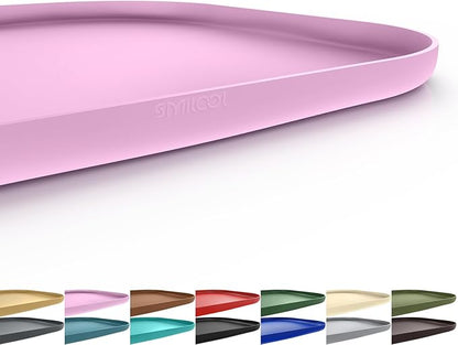 SMILOOL Silicone Pet Feeding Mat with Raised Edge for Food and Water, Dog Bowl Mats, Cat Bowls Placemat with High Lip for Floor Waterproof, Rubber Tray for Cats and Dogs 22 x 14 x0.8 Light Pink