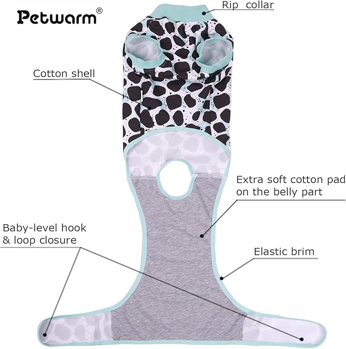 PetWarm Dog Recovery Suit, Recovery Suit for Female Male Dogs, Dog Onesie After Surgey Spay Neuter, Anti-Licking Soft Pet Pajamas, Leopard Pattern, Green, 2XL