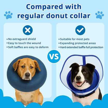 Soft Dog Cone Collar, Inflatable Cones Alternative After Surgery with Anti-Lick Shield, for Large/Medium/Small Dogs to Stop Licking, Elizabethan Neck Ecollars of Shame, Comfy Pillow E Recovery