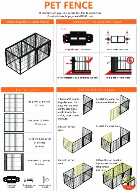 XPIY Large Dog Crate –59 Inch Metal Kennel for Medium and Small Dogs, Safe Indoor & Outdoor XL Big Puppy Cage, Pet Playpen Yard, Dog Fence Playpen Easy Assembly (Black)