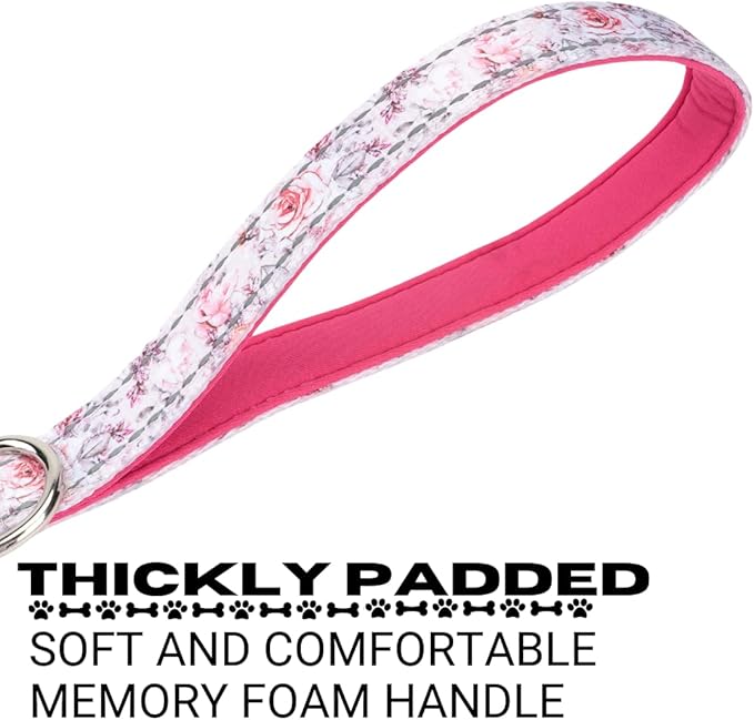 EcoBark Dog Leash - Soft & Reflective Comfort Leash with Padded Handle - Soft, Strong, & Durable for Small, Medium or Large Dogs (Floral)