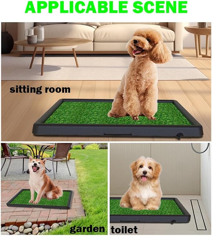 Portable Drainage Pet Urinal,Toilet,Grass Mat.,Potty Grass, Urinal Containing, Toilet Substitute,Puppy Turf,Suitable Size for Most Dogs,Dogs Cushions. 25 * 20 * 2 Inches.