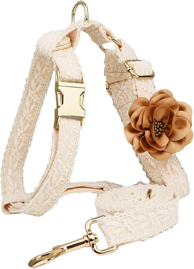 Dog Harness Leash Set Cute Soft No Pull Dog Harness with Comfortable Padded Handle for Dogs Easy Walking,L