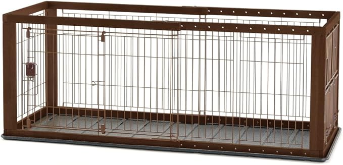 Richell Expandable Pet Crate with Floor Tray, Small, Dark Brown