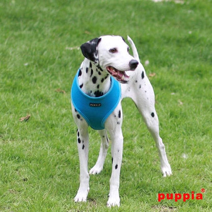 Puppia Soft Dog Harness No Choke Over-The-Head Triple Layered Breathable Mesh Adjustable Chest Belt and Quick-Release Buckle, Sky Blue, Medium