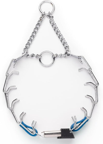 Herm Sprenger Chrome Plated Steel Dog Collar with Quick Release ClicLock Buckle O-Ring Biothane Insert Training Collar Made in Germany (Cerulean Blue, 16in x 2.25mm(Neck Size up to 13-14in))