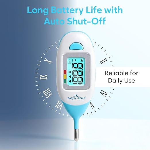 Easy@Home Baby Rectal Thermometer with Fever Indicator, Clear LCD Display for Fast Readings, Soft Flexible Tip for Infant & Newborn Use – EMT-027
