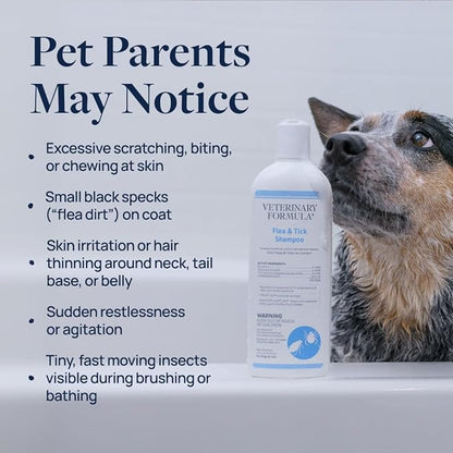 Veterinary Formula Flea and Tick Shampoo for Dogs and Cats, Flea and Tick Control Formula Helps Soothe Itchy Skin While Cleansing, Paraben, Dye, and Soap Free, 2 Pack, 16 fl oz Each
