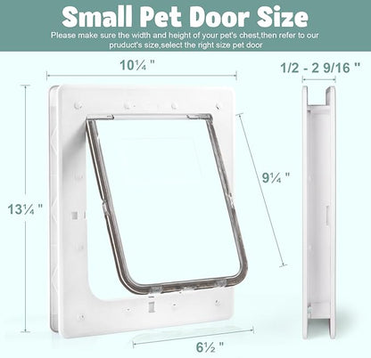 Plastic Dog Door , Weatherproof Pet Door for Petite to Medium Dogs, Cats or Other Pets, Upgraded and Thickened, 6" × 9" Opening Flap Size, Easy Installation