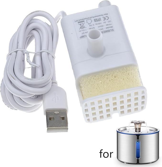 BOORCA Replacement Pump for Cat Water Fountain Dog Water Dispenser Ultra Quiet Long Lifespan Water Pump, LED Lights