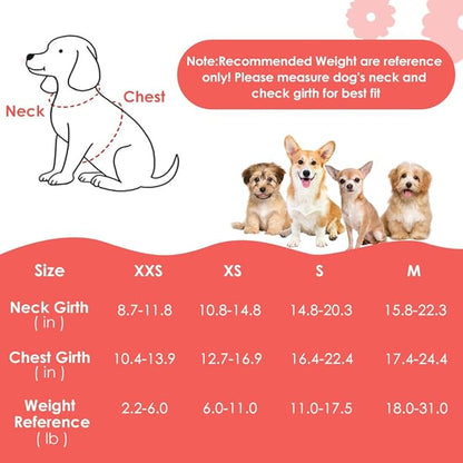 SlowTon No Pull Dog Harness with Leash - Soft Lightweight Floral Pattern Puppy Harness, Adjustable Pet Harness for Small Medium Dogs (Pink Strawberry, XS)