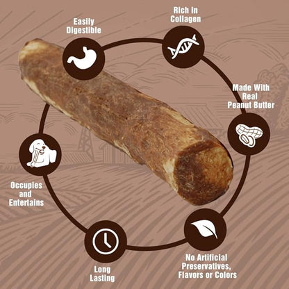 Healthy Chewers Peanut Butter Collagen Rolls 2 Count | High Protein, Long Lasting, Collagen Rich Chews for Large Dogs