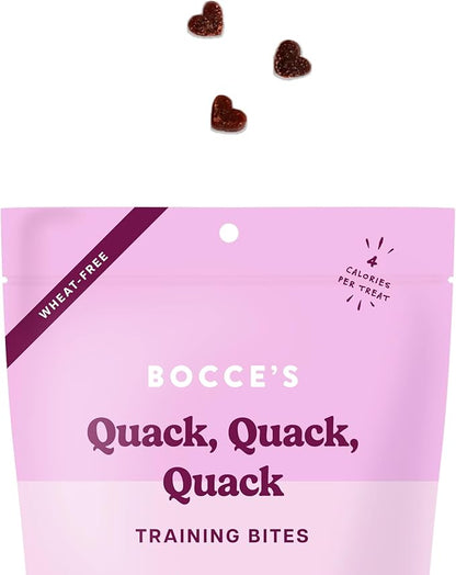 Bocce's Bakery Quack Quack Quack Training Treats for Dogs – Natural, Low-Calorie, Wheat-Free Training Bites Made with Real Ingredients & Baked in The USA – Duck & Blueberry Recipe (2 Pack Bundle)