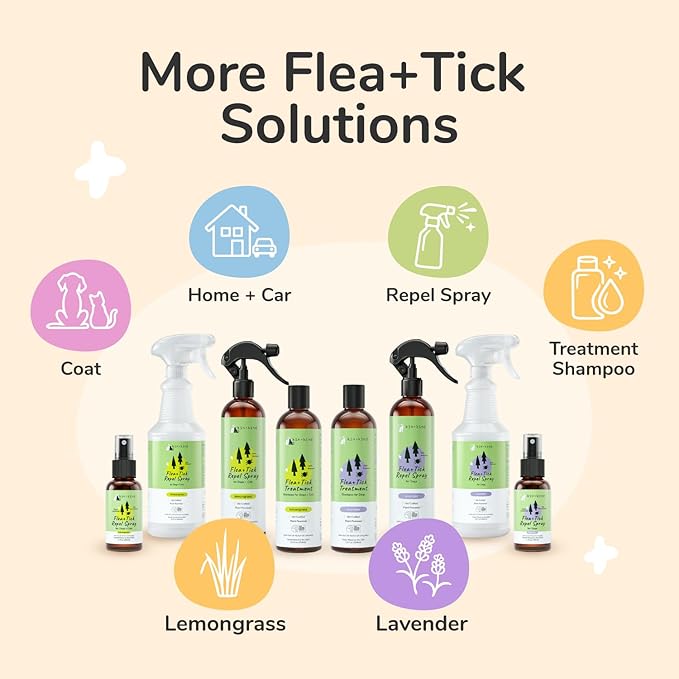 kin+kind Flea and Tick Prevention for Dogs – Plant Based Flea Spray with Rosemary, Lemongrass & Cedarwood Oil – Pet Supplies for Bugs and Pests – Flea & Tick Pet Spray Prevention - Lavender 32 fl oz