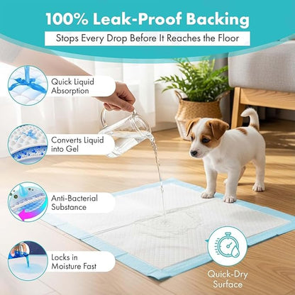 TBM Puppy Pads 23.6" x 23.6" - Super Absorbent Pee Pads for Dogs - Premium Leak-Proof - Pets Potty Training Essentials - Disposable Quick- Dry Pads for Puppies | Cats | Rabbits (Pack of 300)