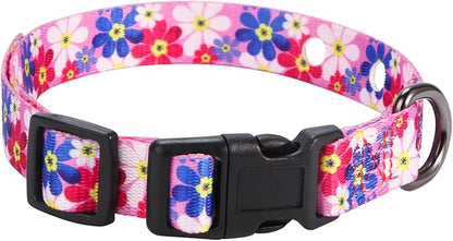 Rhea Rose 1 Inch Replacement Collar Strap Shock Collar with 2 Holes, Compatible with Nearly All Brands and Models of Underground Electric Dog Fences and Training Collars, Pink Daisy