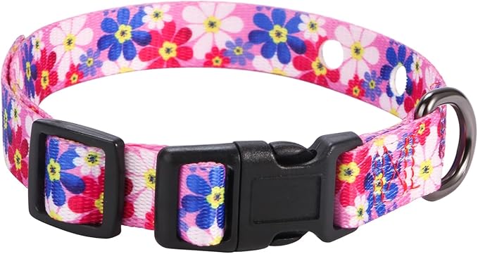 Rhea Rose 3/4 Inch Replacement Collar Strap Shock Collar with 2 Holes, Compatible with Nearly All Brands and Models of Underground Electric Dog Fences and Training Collars, Pink Daisy