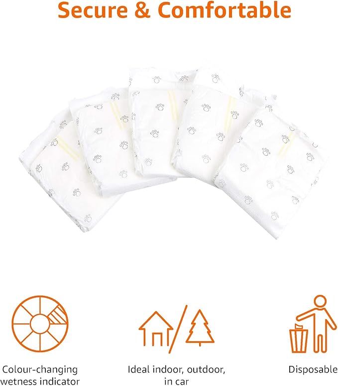 Amazon Basics Leak-Proof, Super Absorbent Male Dog Diapers with Wetness Indicator, Comfortable Design, Breathable Disposable Wrap, Secure Fit, Small, 30 Count