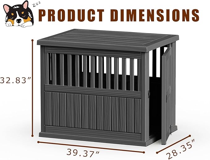 42 Inch Dog Crate Furniture Lockable Dog Kennel Indoor for Large Dogs and Medium Heavy Duty Pet Crate Decorative Pet Cage End Table,Black