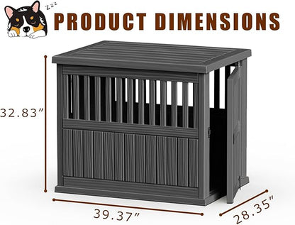 42 Inch Dog Crate Furniture Lockable Dog Kennel Indoor for Large Dogs and Medium Heavy Duty Pet Crate Decorative Pet Cage End Table,Black