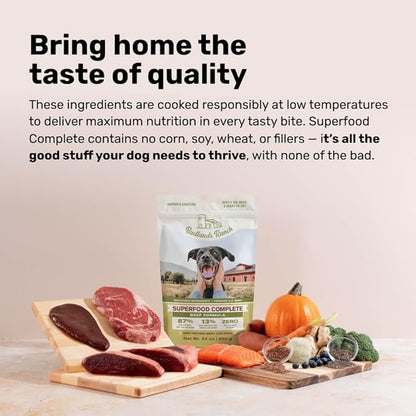 BADLANDS RANCH by Katherine Heigl – Superfood Complete Air-Dried Beef Dog Food – High Protein with Superfoods for Daily Wellness & Consistent Nutrition – 24 oz (Pack of 4)