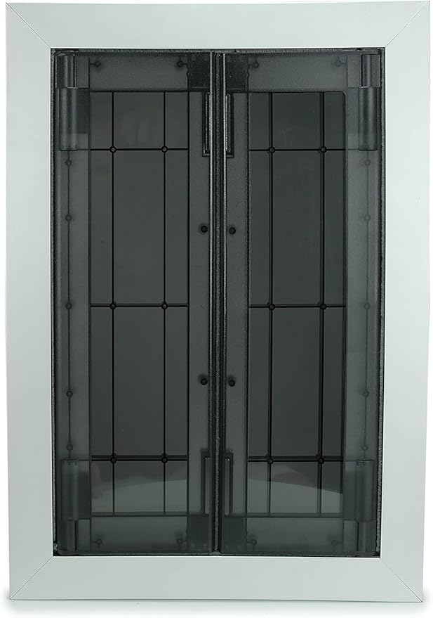 Large Swing Dog Door - Rustproof Solid Aluminum Frame - Luxury Pet Door for Wooden and Metal Doors - Lockable Security Slide Panel - Energy Efficient and Easy to Install for Interior or Exterior