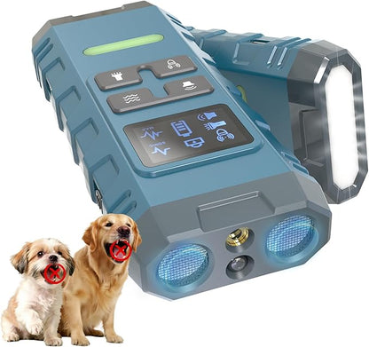Dog Bark Deterrent Device,G3 Anti Barking Device for Dogs, Bark Stopper with Display,Ultrasound Dog Bark Deterrent,for Indoor/Outdoor/Safe and Effective Bark Stopper with Flashlight (Blue)