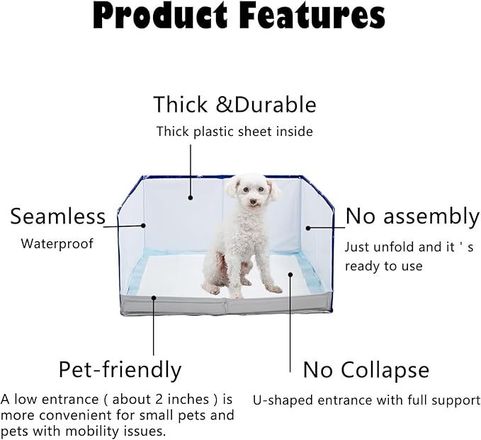 Dog Litter Box with High Walls,Pee Pad Holder Tray for Indoor Dog Potty,No Assembly,No Spill,Waterproof,Easy to Clean,Portable for Travel (Black Star, M-36''Lx23.6''Wx16''H)